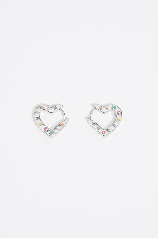 Heart logo hoop earrings