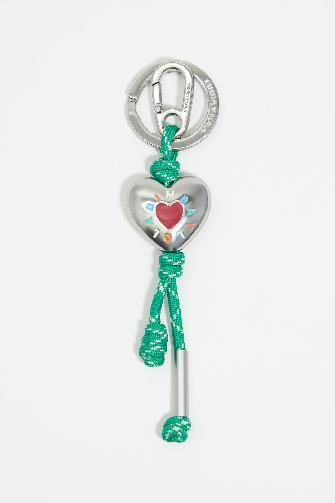 Green rope heart key ring