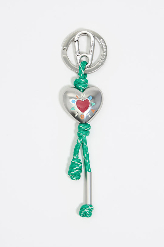 Green rope heart key ring