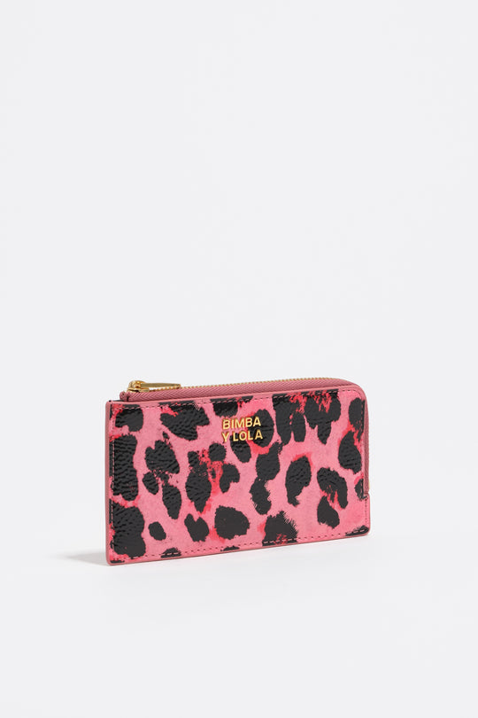 Strawberry textured shiny Leopard print purse