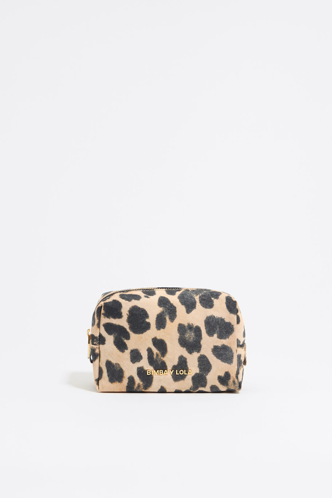 Small beige Leopard nylon make-up case