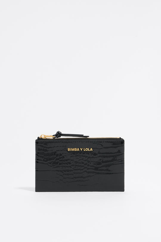 Black mock croc coin purse