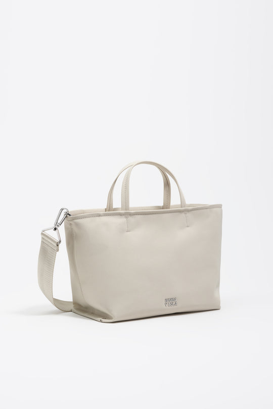 Medium stone white nylon Chihuahua shopper bag