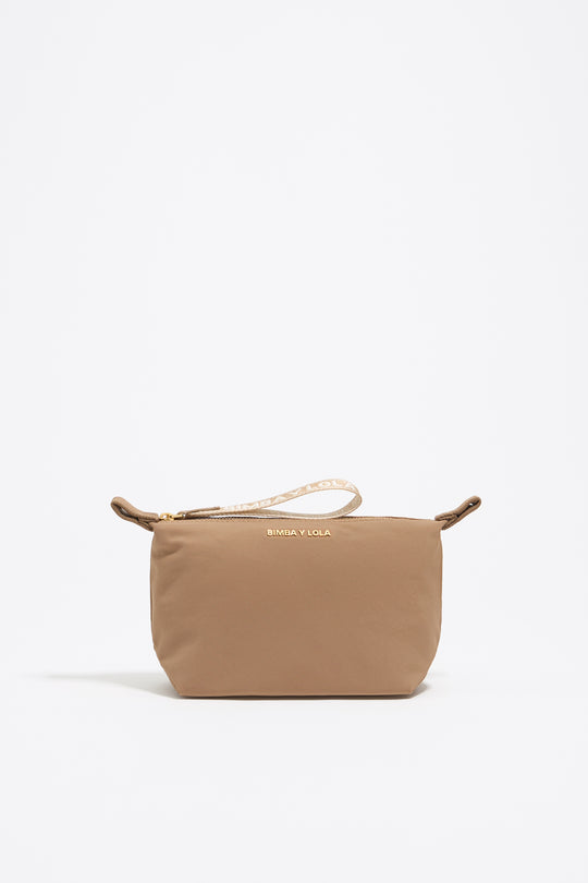 Small bark brown nylon trapezium make-up case - MYHOLDAL LEBANON