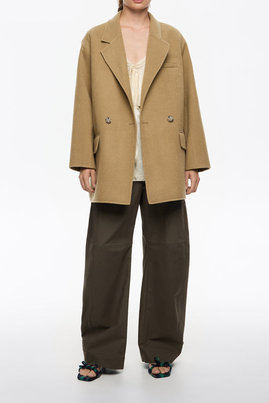 Light khaki double-face double-breasted jacket