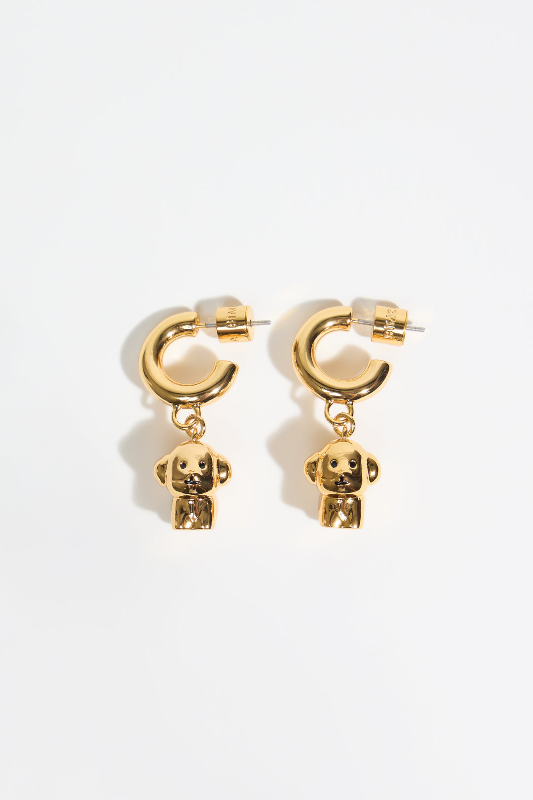 Gold dog hoop earrings