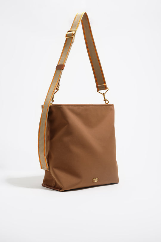 Large cinnamon nylon Carlino bag