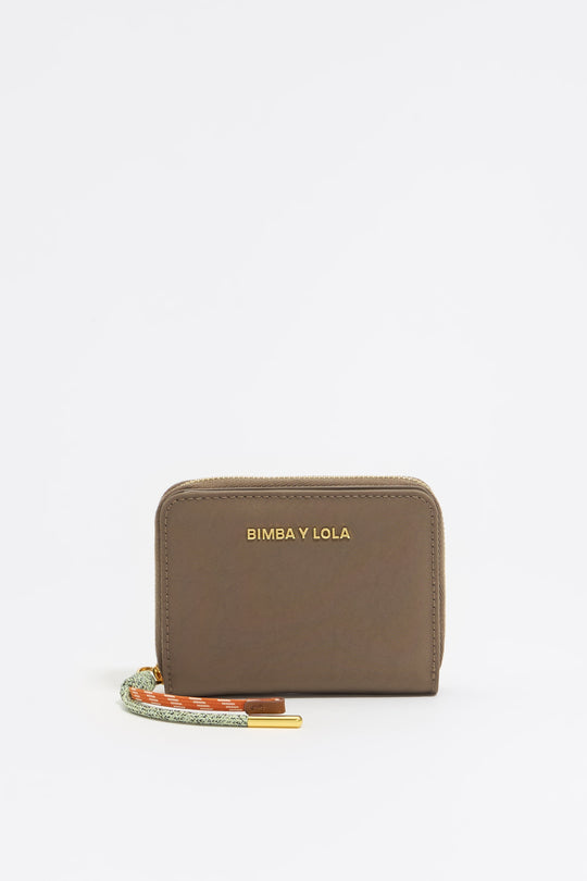 Khaki brown nylon flap purse