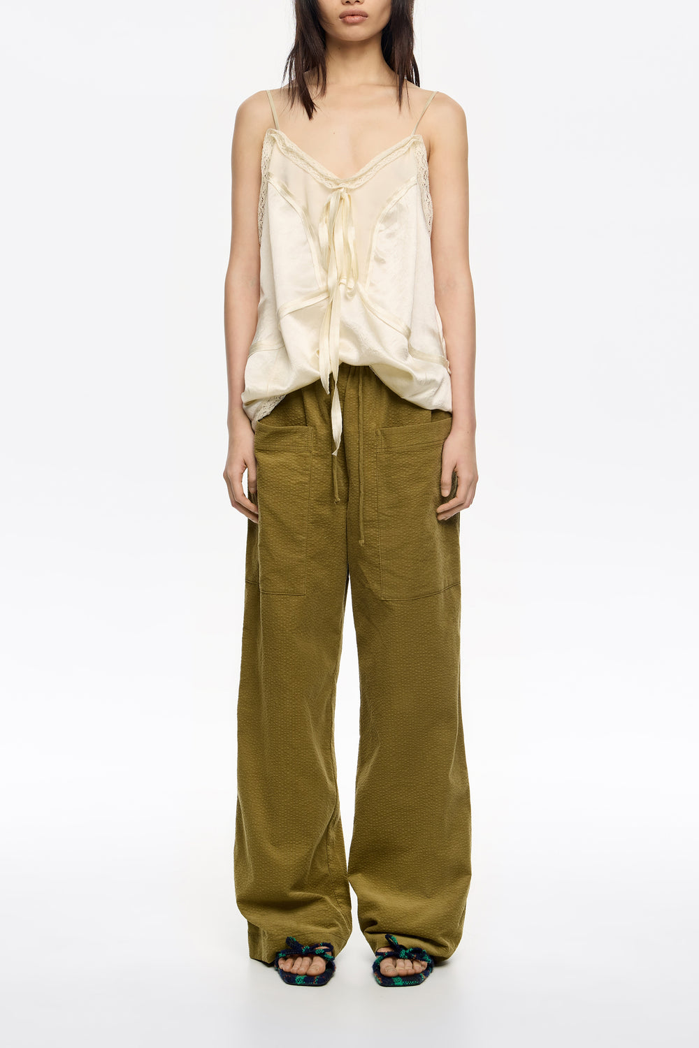 Olive maxi corduroy pockets mini trousers