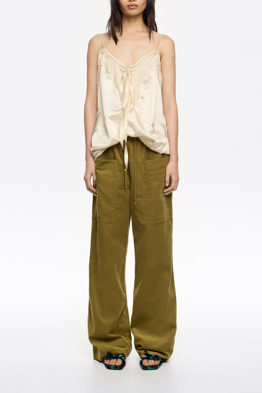 Olive maxi corduroy pockets mini trousers