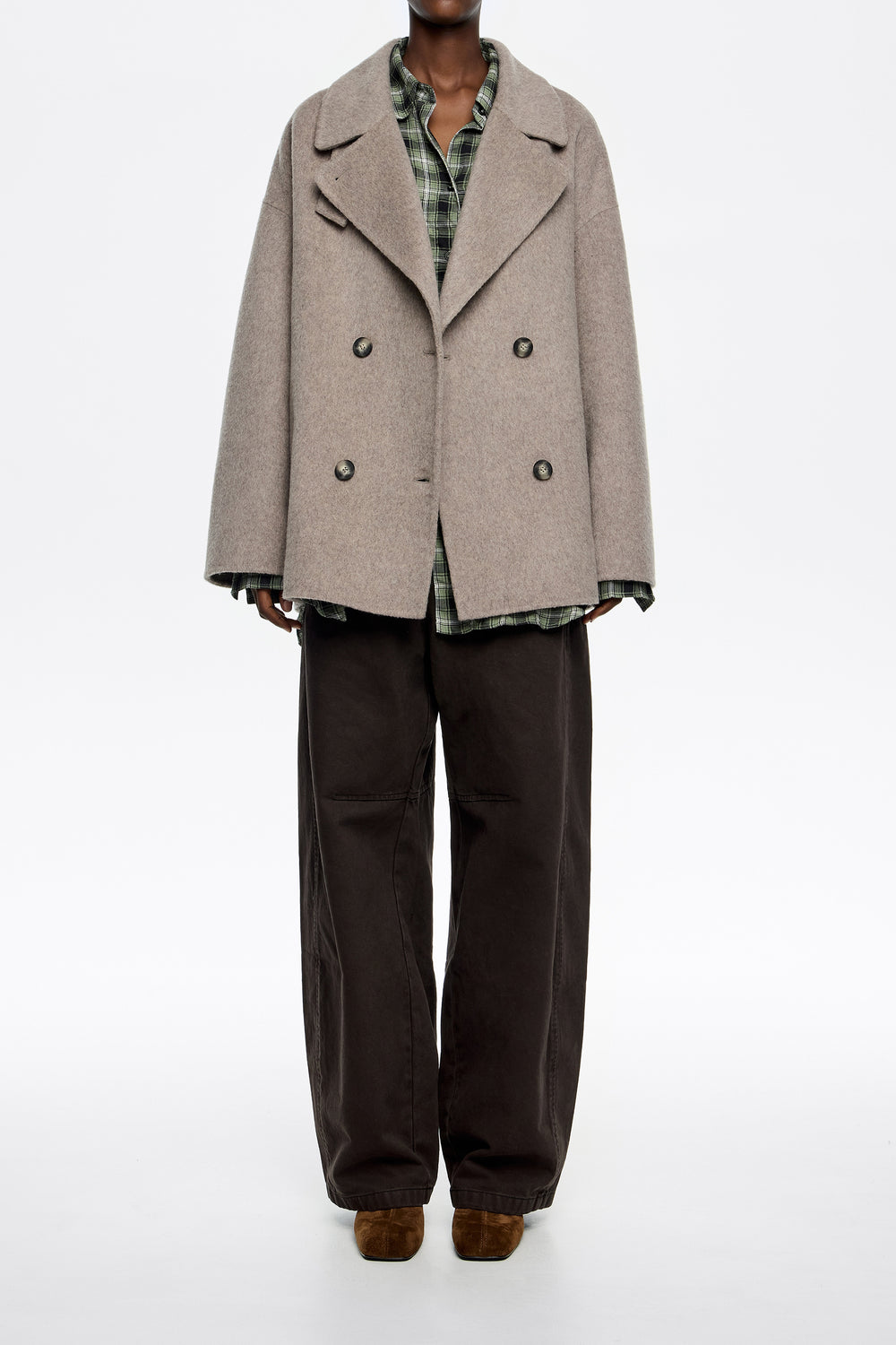 Taupe short double-face jacket