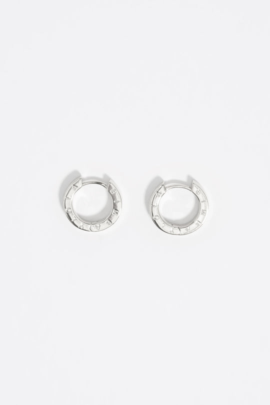 Silver logo hoop earrings