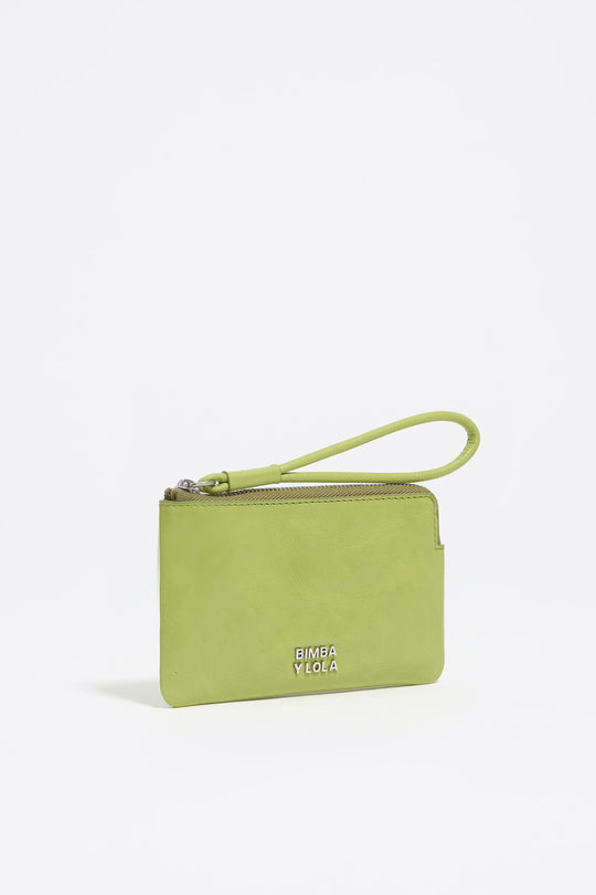 Small lime leather coin purse