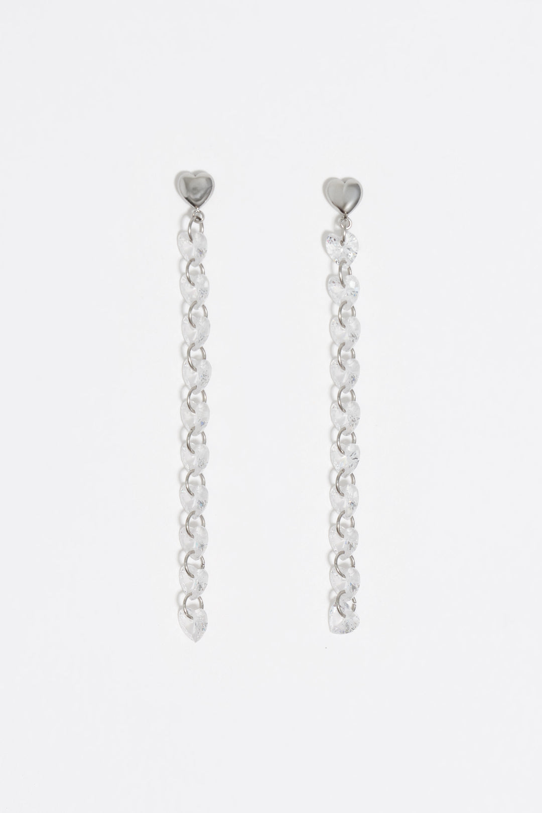 Silver-tone crystals heart earrings