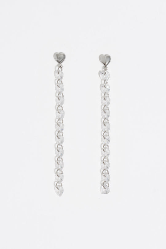 Silver-tone crystals heart earrings