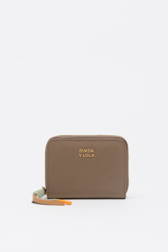 Khaki brown nylon flap purse
