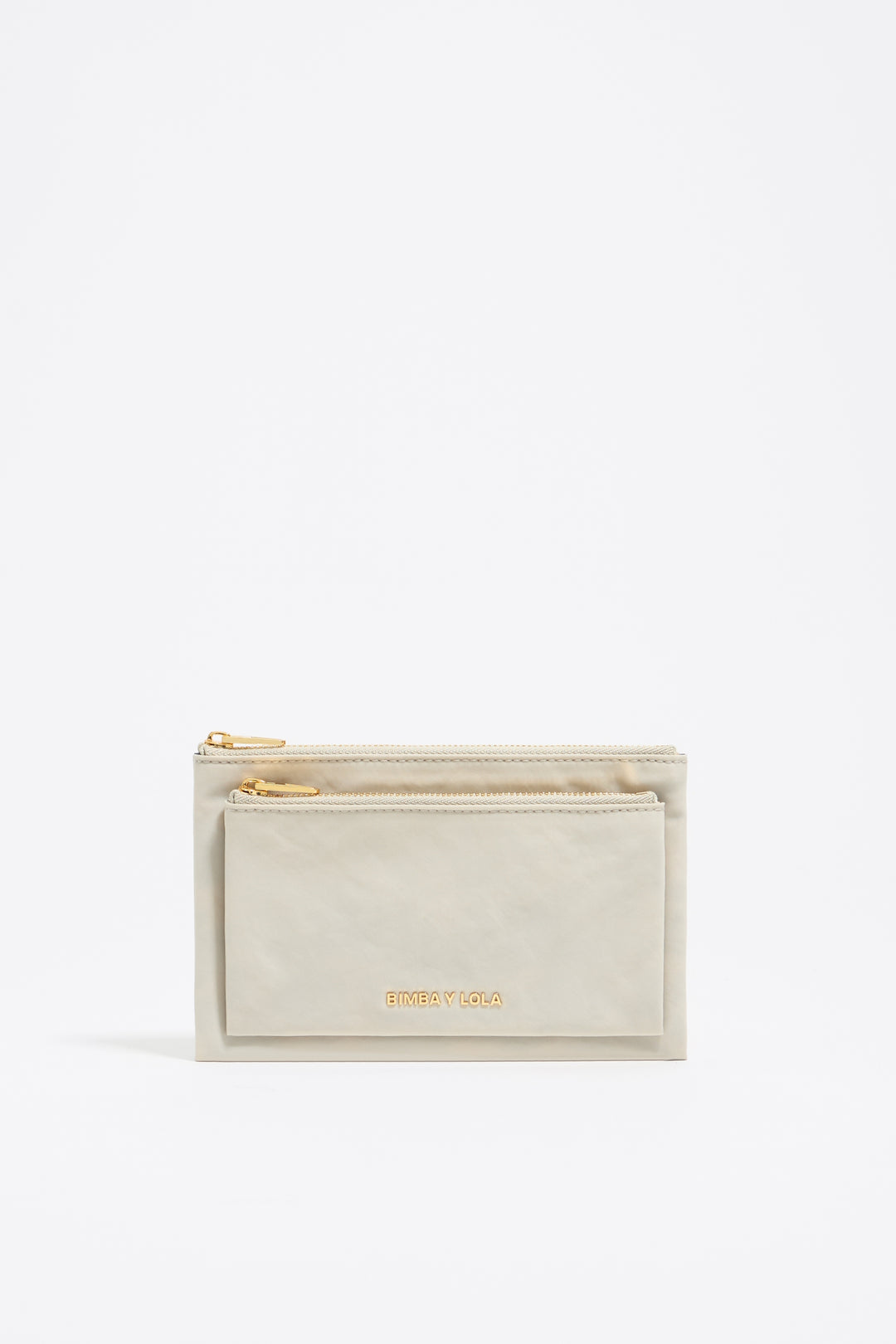 Stone white nylon double purse