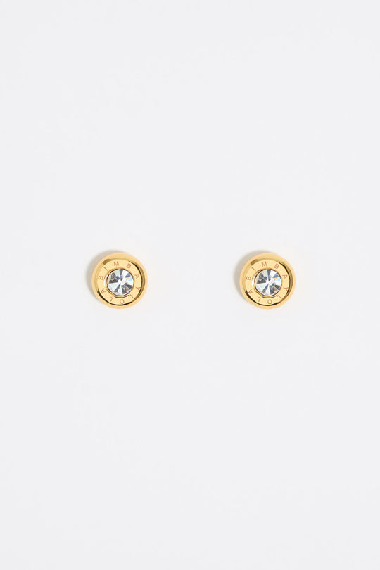 Gold logo and crystal earrings