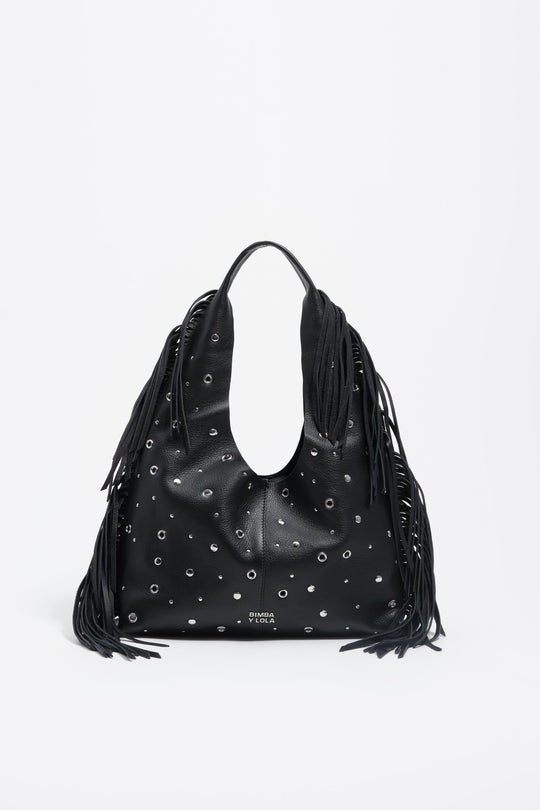 Black leather shoulder bag