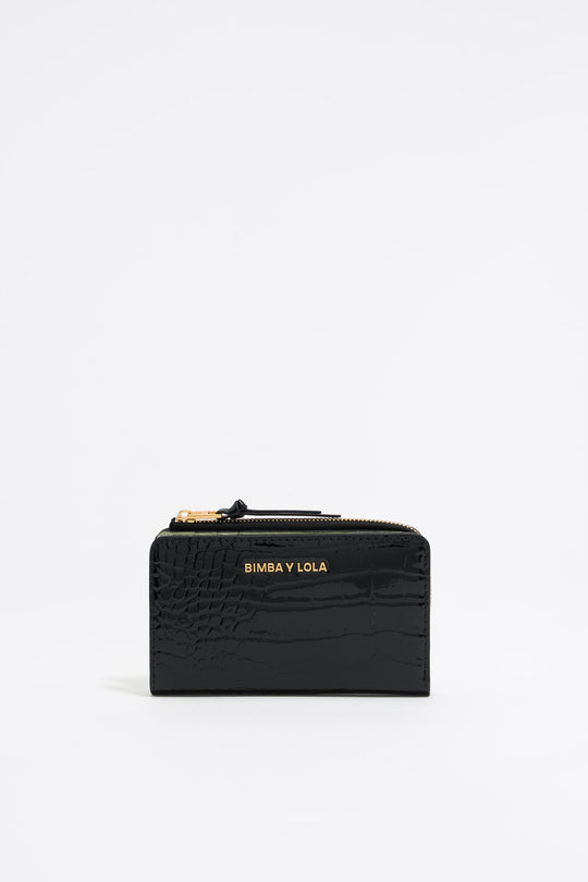 Black mock croc purse