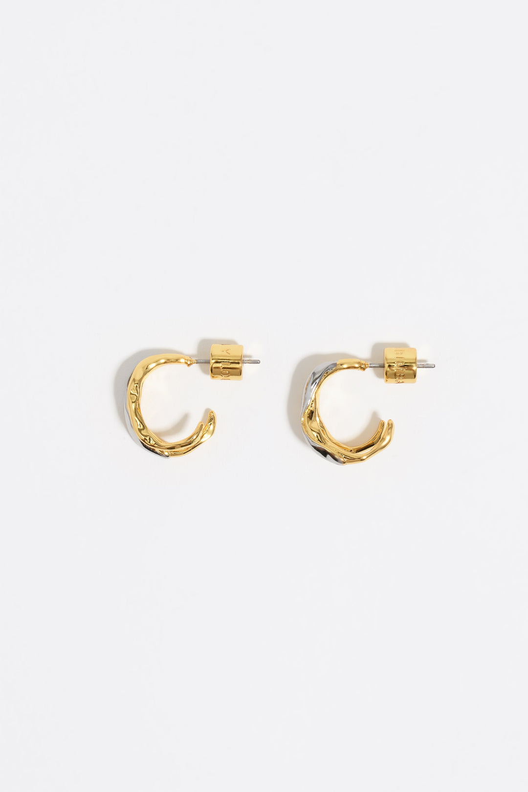 Two-tone textured double hoop earrings