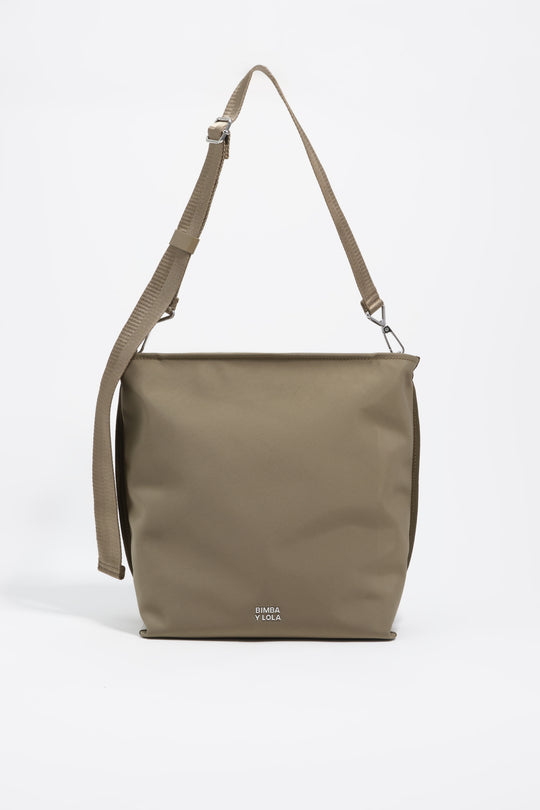 Large taupe nylon Carlino bag