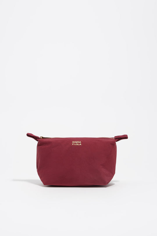 Small burgundy nylon Trapecio make-up case
