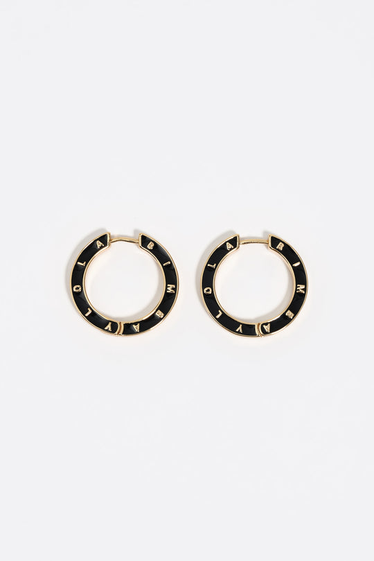Black logo hoop earrings