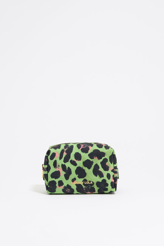 Small green Leopard nylon make-up case - MYHOLDAL LEBANON