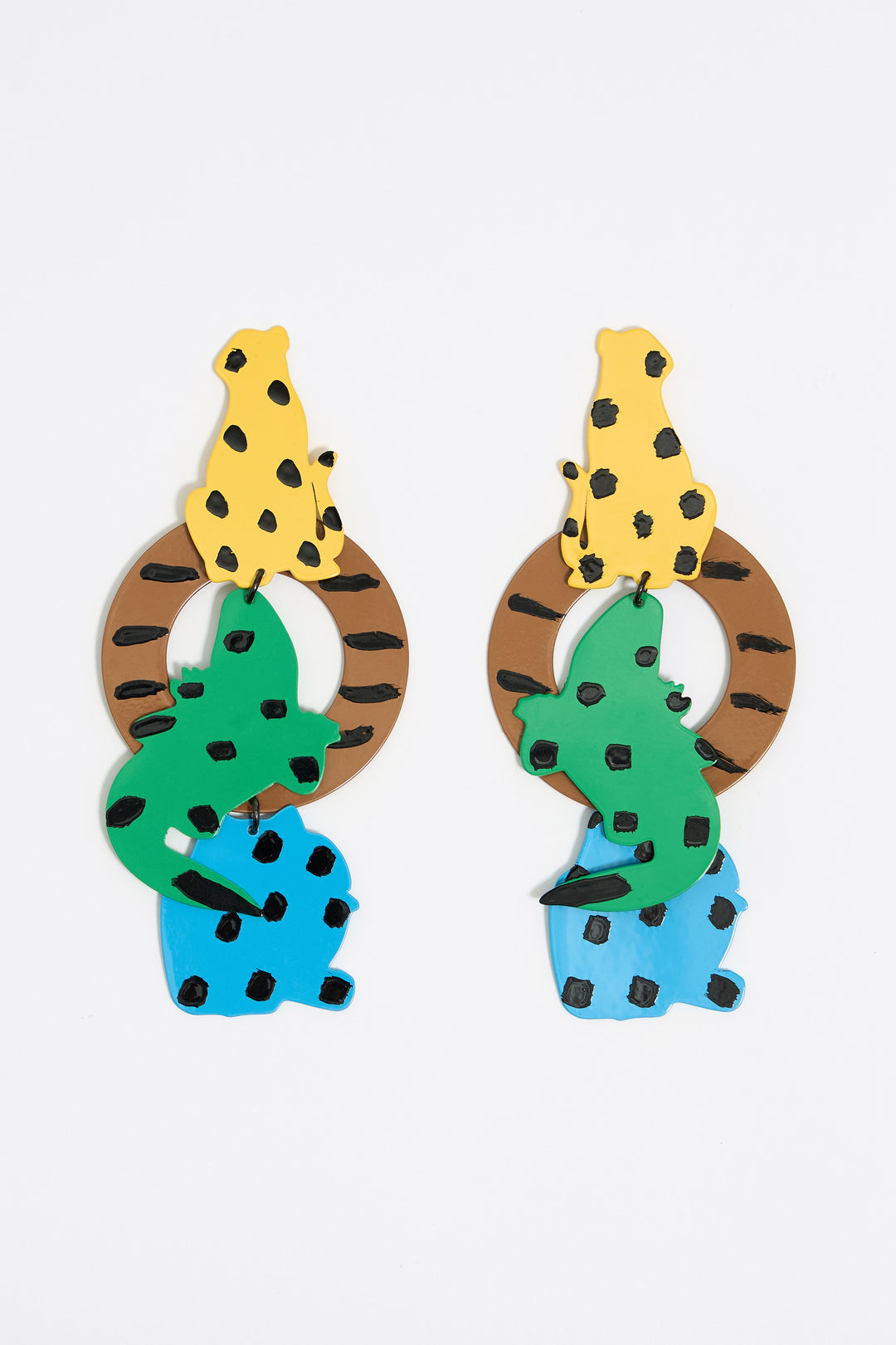 Multicolor jungle animal earrings