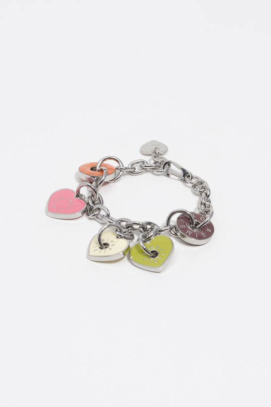 Silver-tone heart logos bracelet