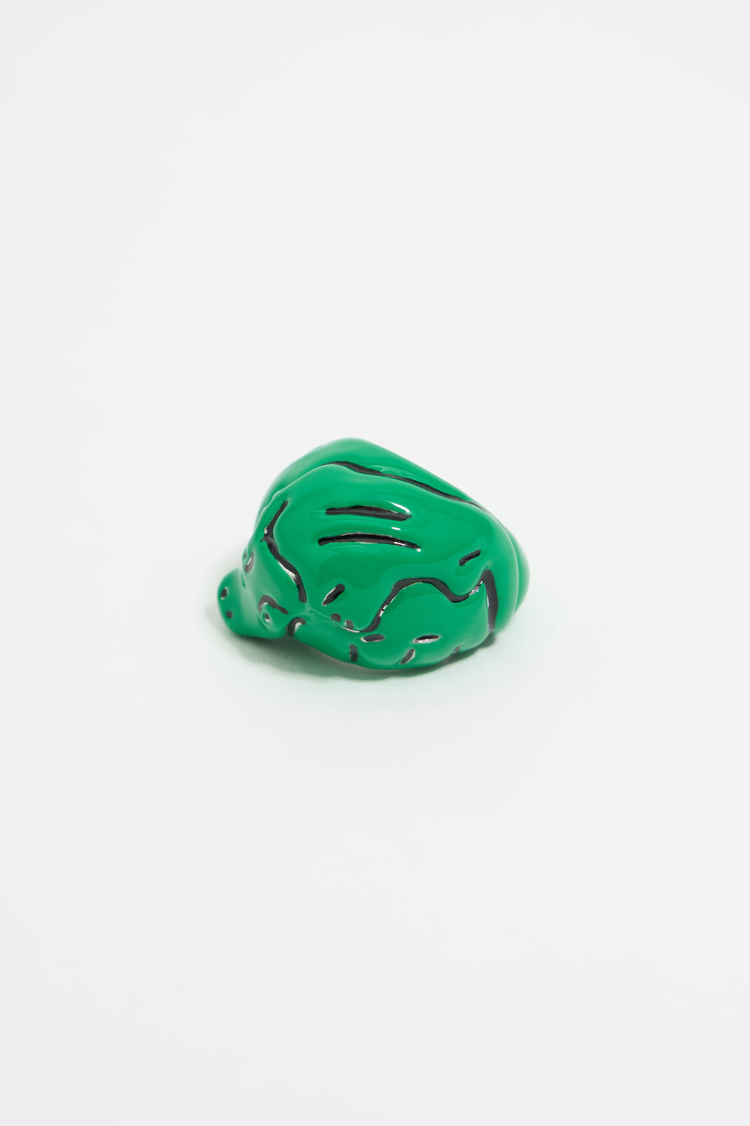 Green enamel crocodile ring