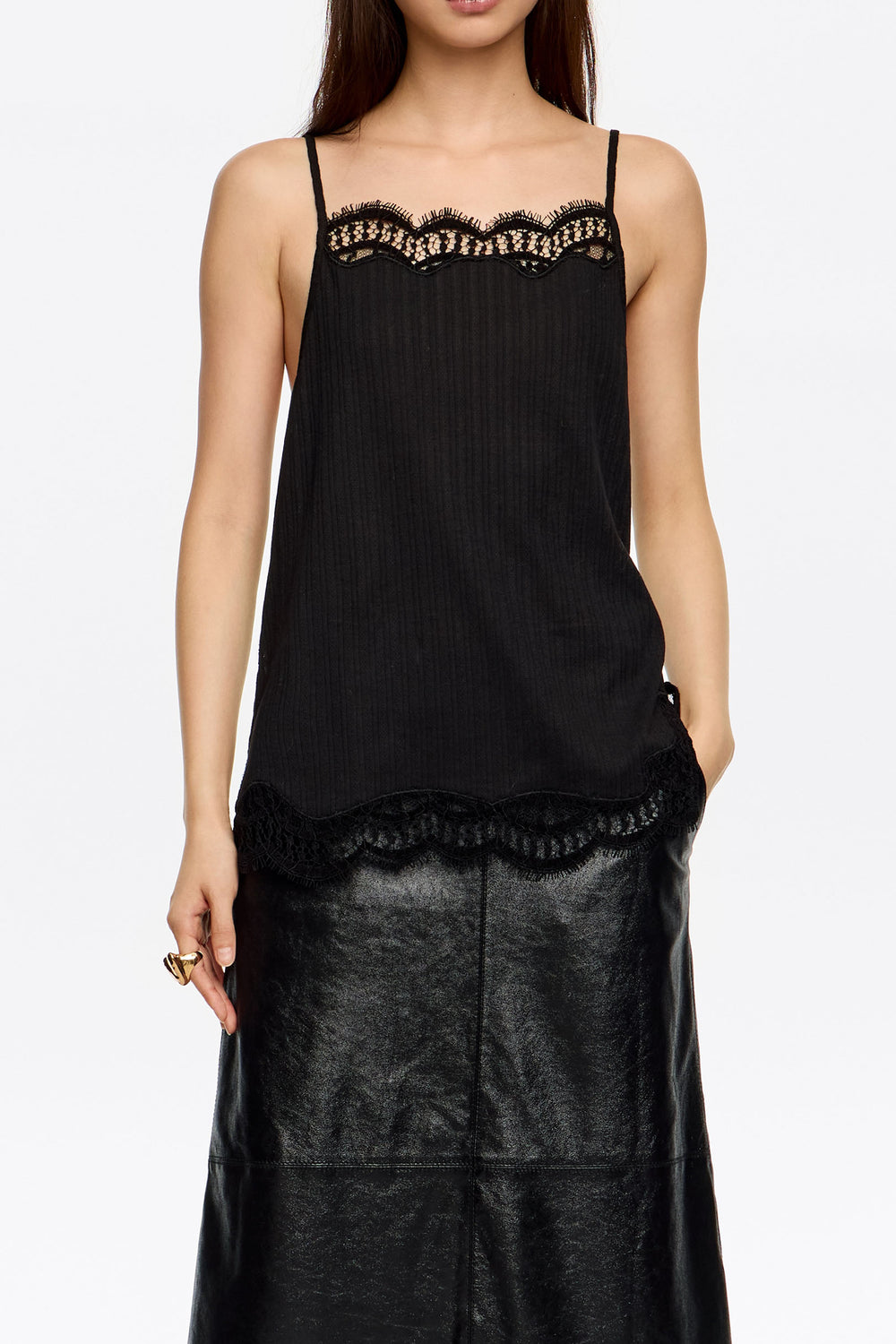 Black lace vest top