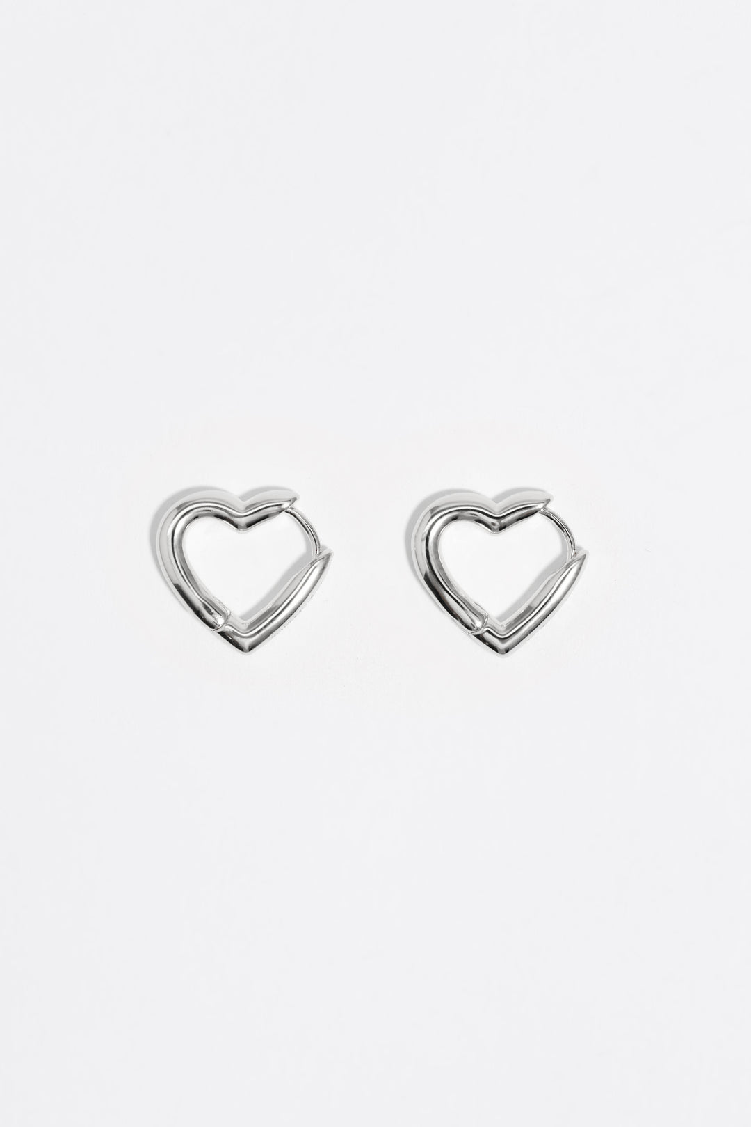 Silver heart hoop earrings