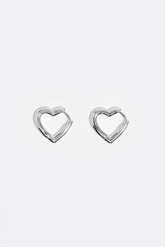 Silver heart hoop earrings
