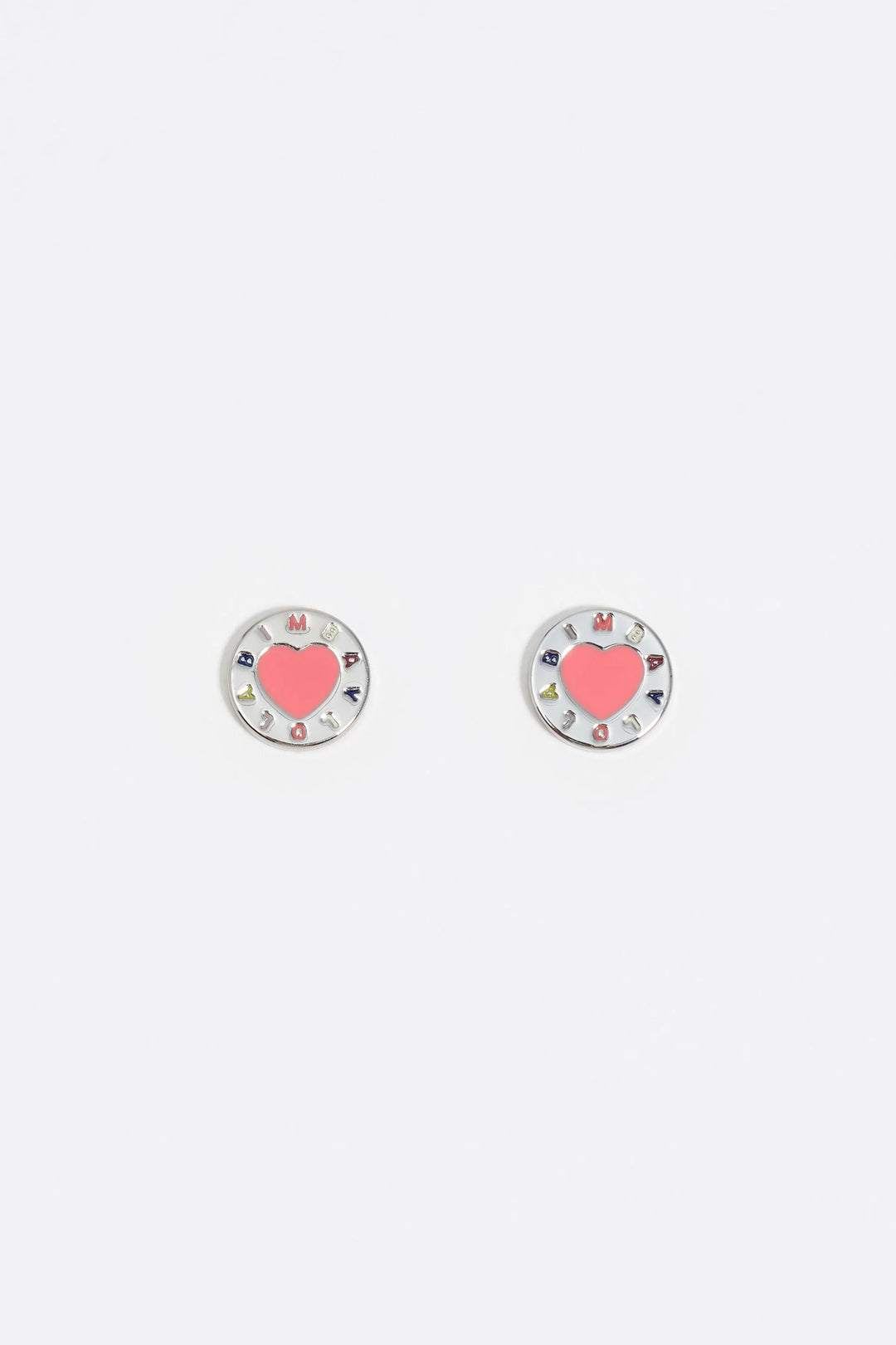 Silver heart logo earrings