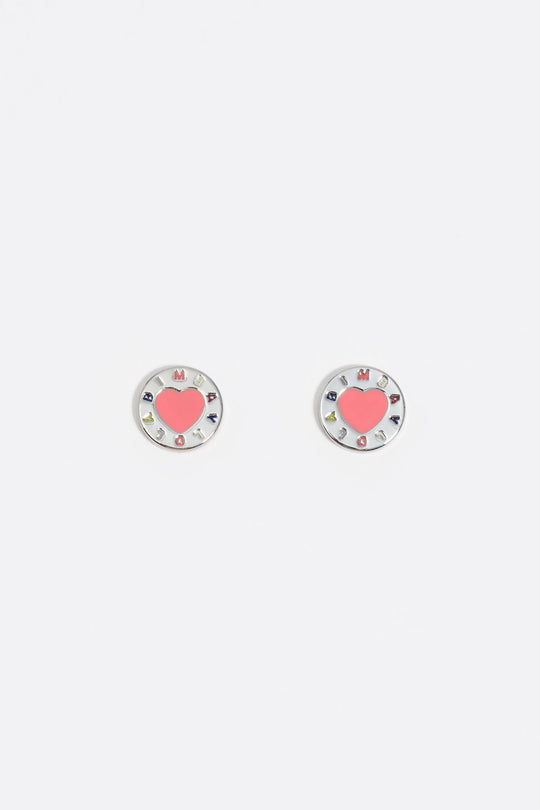 Silver heart logo earrings