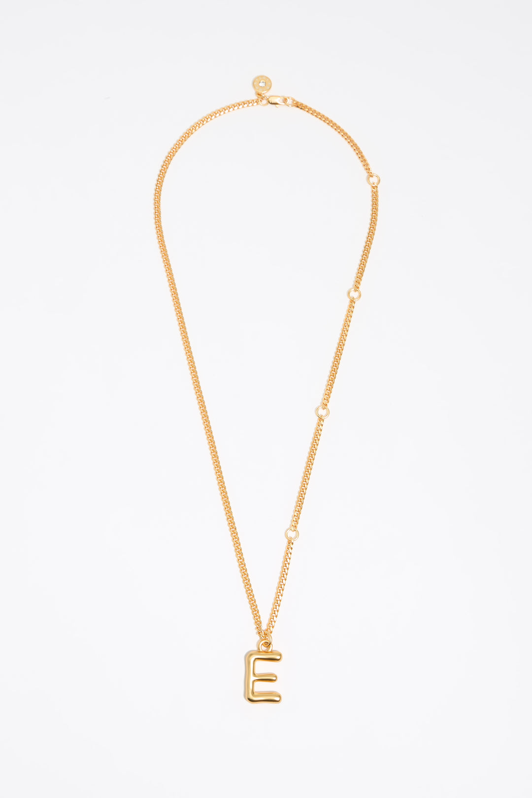 Gold letter E chain necklace