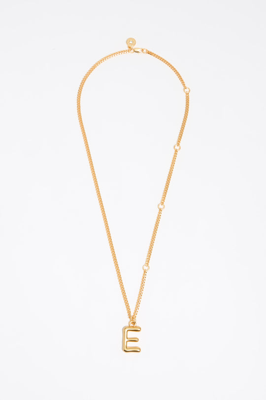 Gold letter E chain necklace
