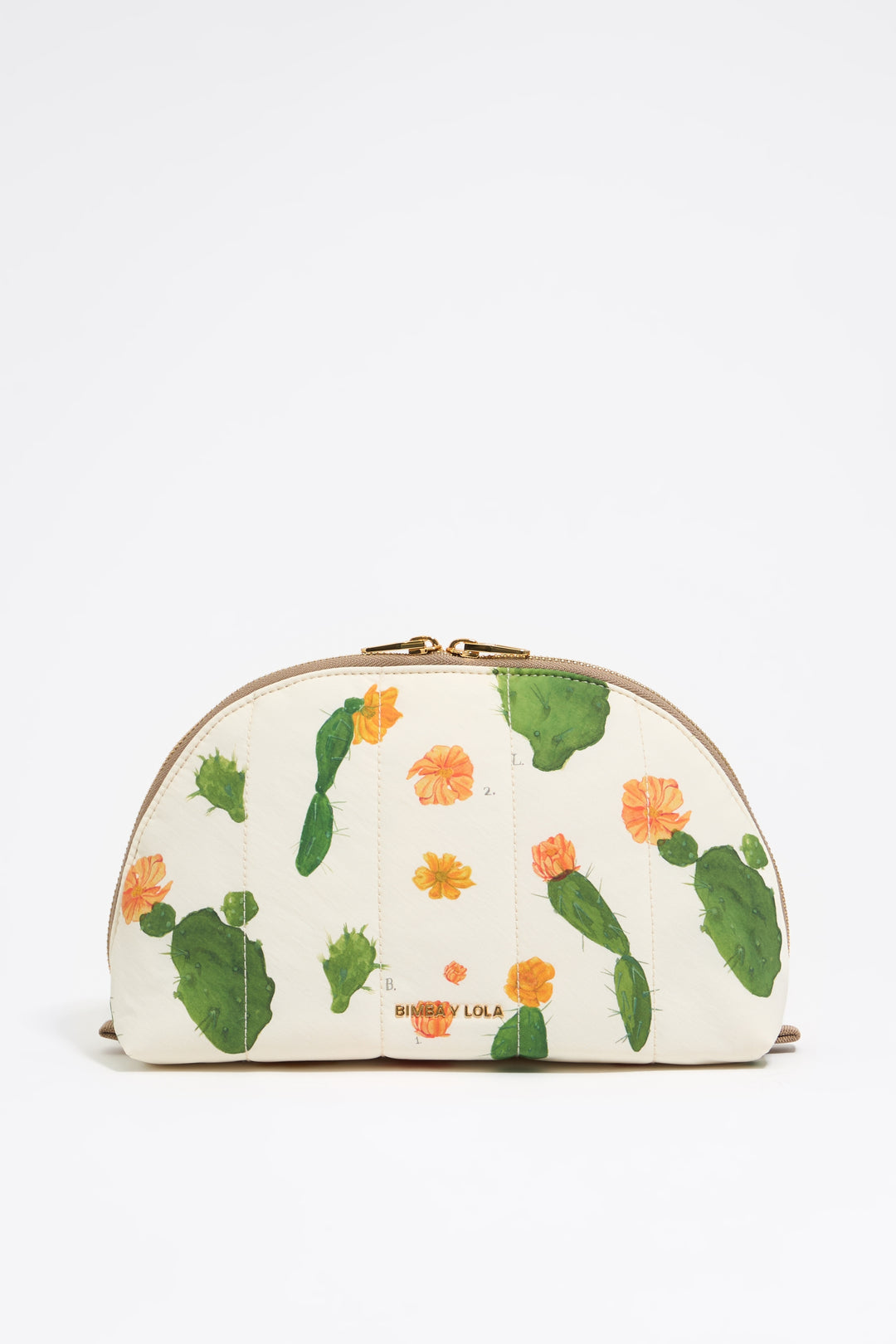Large ivory Cactus nylon half-moon make-up case - MYHOLDAL LEBANON