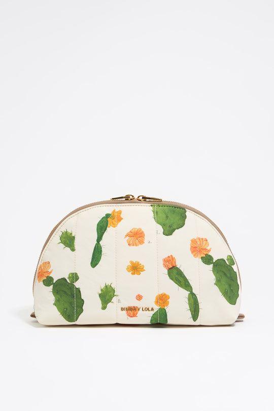 Large ivory Cactus nylon half-moon make-up case - MYHOLDAL LEBANON