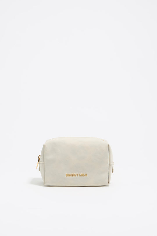 Small stone white nylon make-up case
