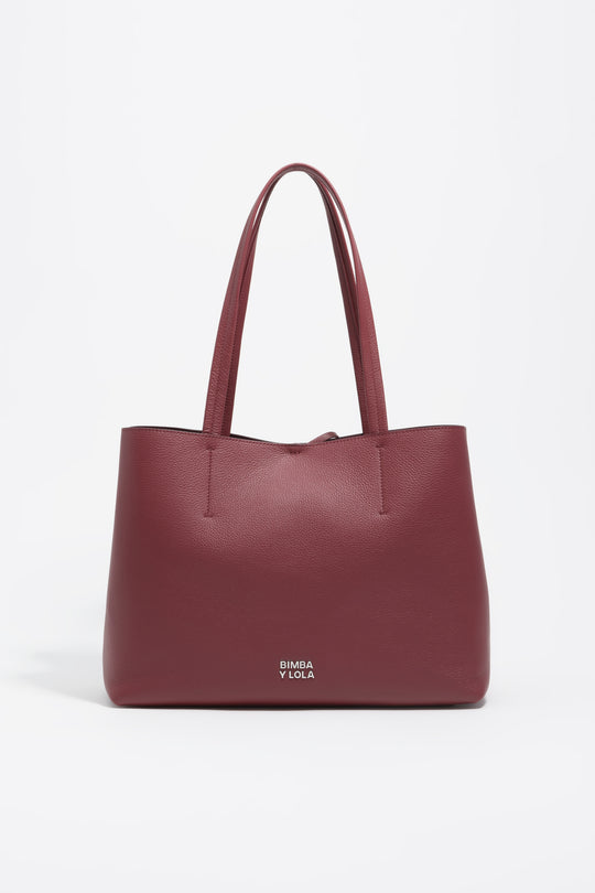 Burgundy leather shopper bag