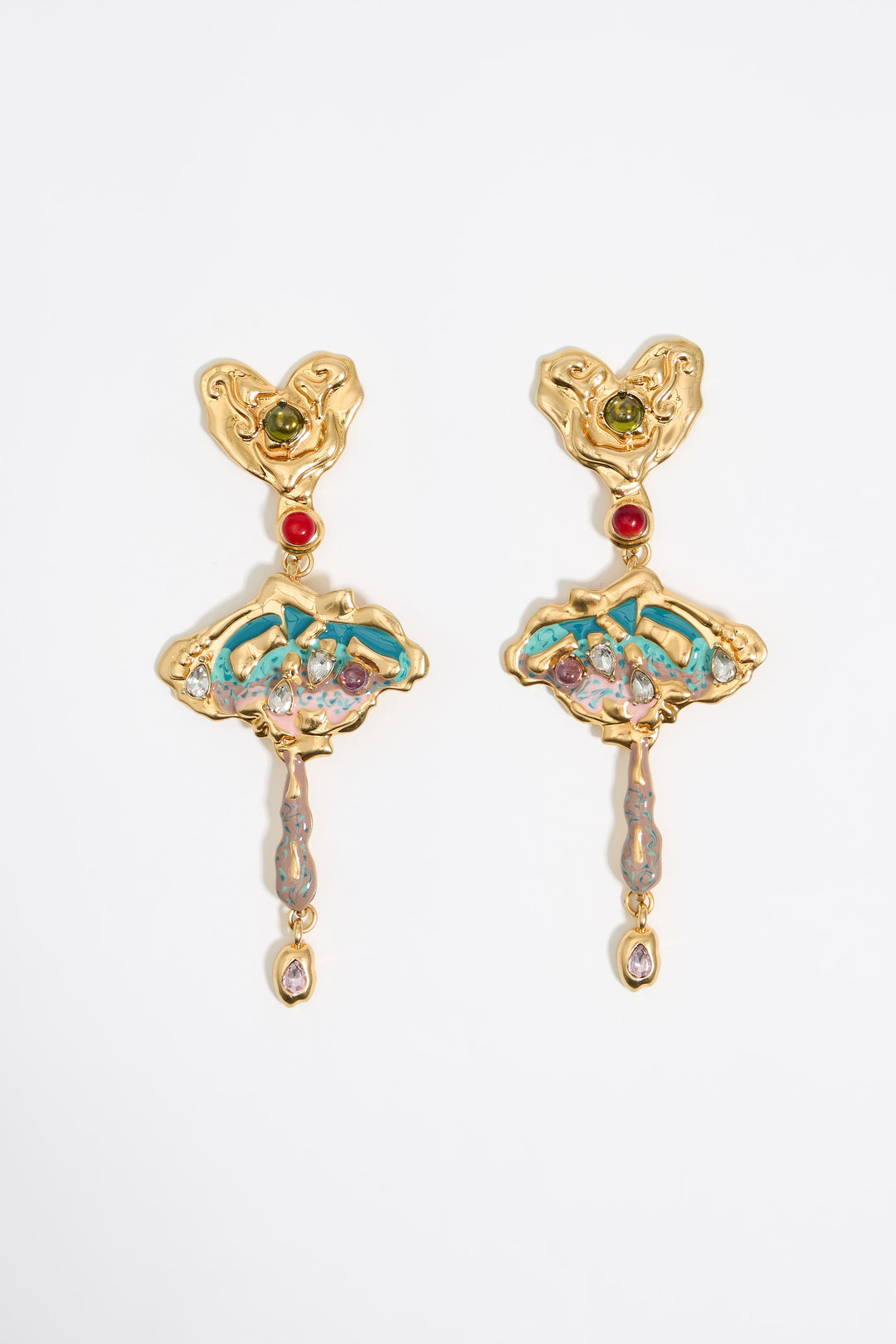 Textured gold heart earrings