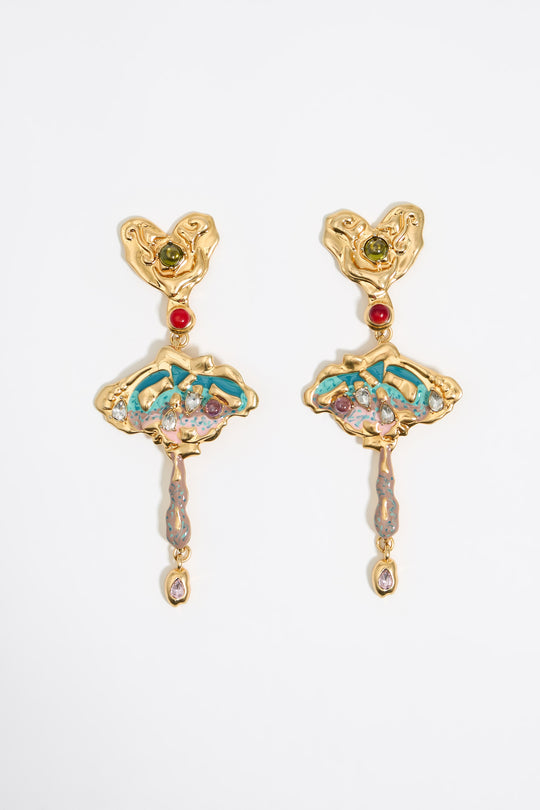 Textured gold heart earrings
