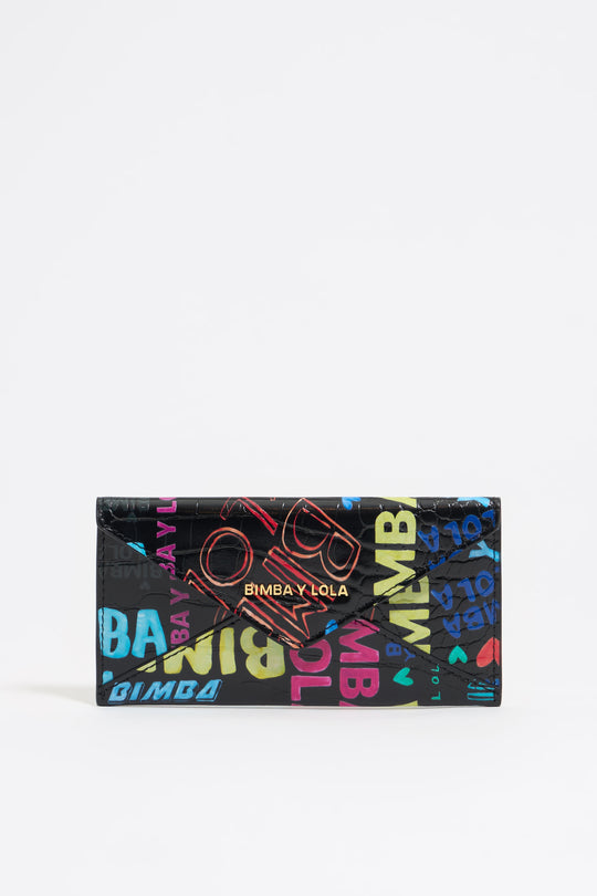 Black mock croc BIMBA logos coin purse