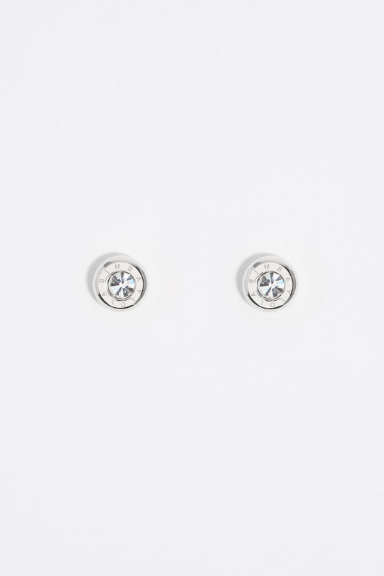 Silver logo and crystal earrings