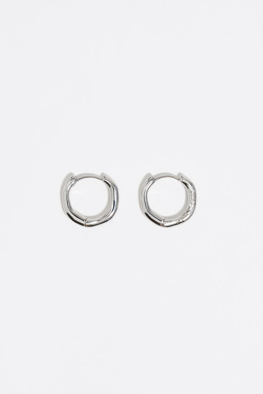 Silver irregular hoop earrings