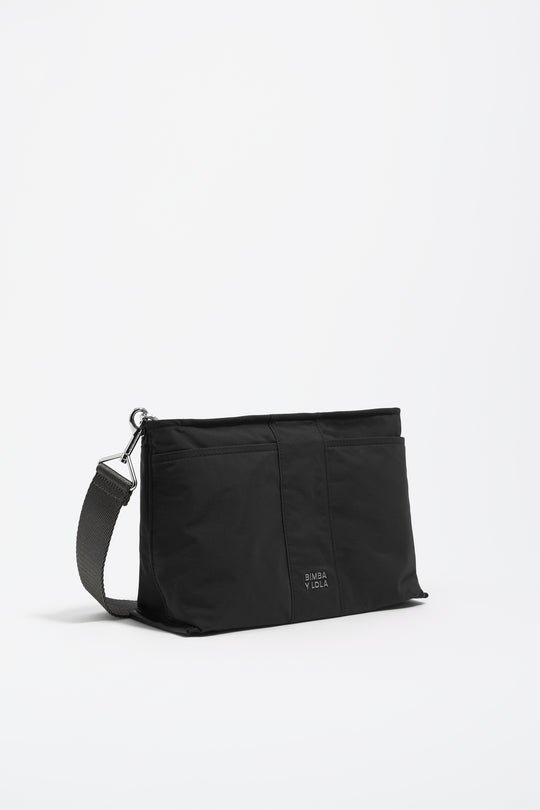Medium black nylon Trapezium make-up case
