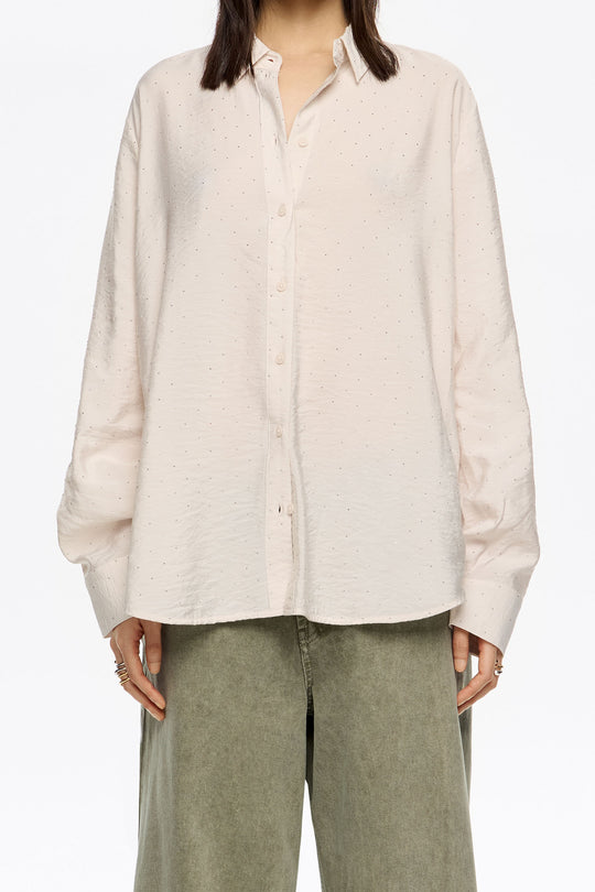 Ivory rhinestones boxy shirt